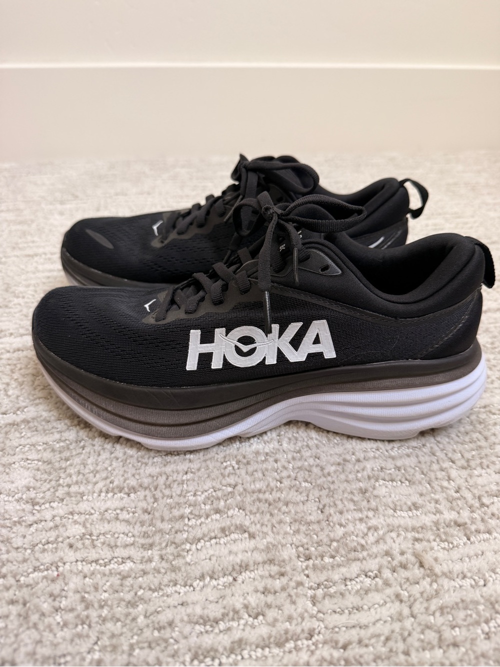 Hoka Women's Black and White Athletic Running Shoes